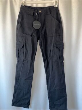 White Fox Boutique Black Boot Cut Cargo Jeans